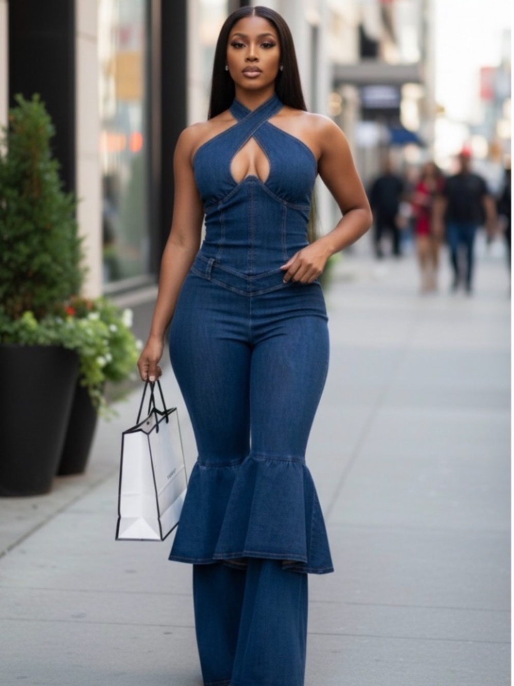 City Glow Denim Jumpsuit